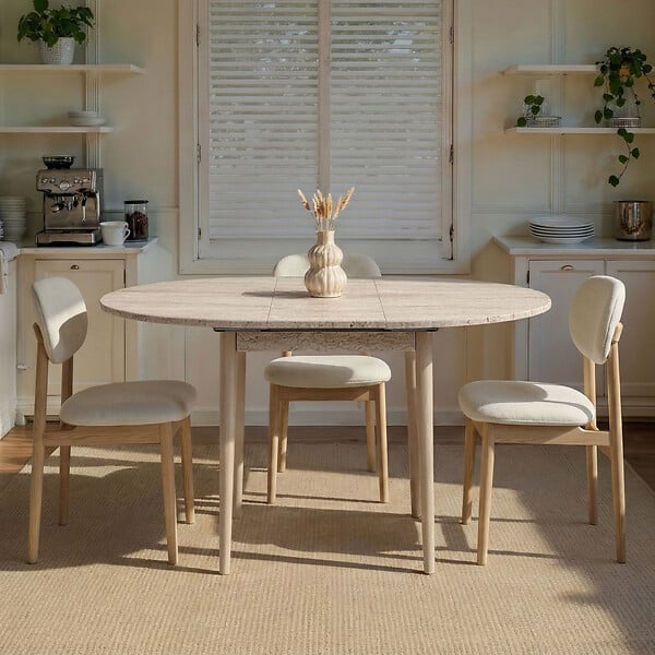 HABITAT ET JARDIN - Table à manger extensible en bois "Viona" 100 x 100 x 75 cm - Travertin - large