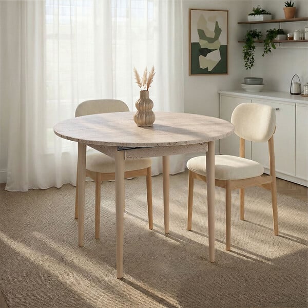 HABITAT ET JARDIN - Table à manger extensible en bois "Viona" 100 x 100 x 75 cm - Travertin - large
