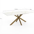 ID MARKET - Table à manger extensible rectangle ALIX 6-10 personnes pied araignée laiton plateau effet marbre doré ALASKA 160 - 200 cm - vignette