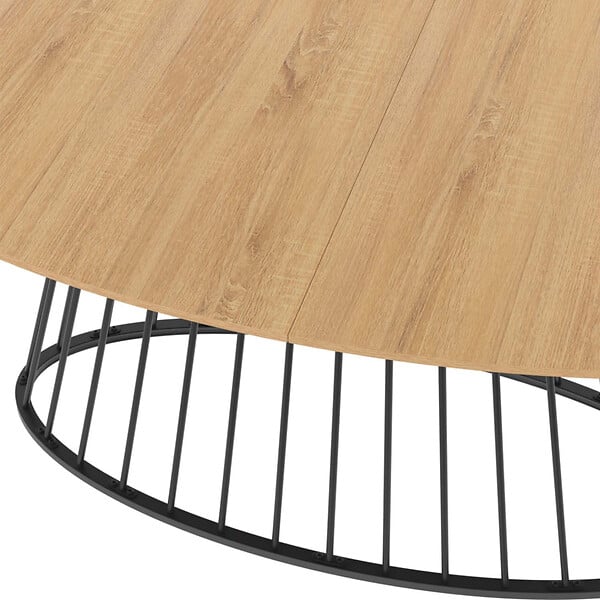 ID MARKET - Table à manger ovale YUNA 10 personnes plateau bois et pied filaire en métal noir 200 cm - large