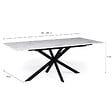 ID MARKET - Table à manger extensible rectangle ALIX 6-10 personnes pied araignée noir plateau effet marbre blanc ALASKA 160-200 cm - vignette