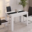 ID MARKET - Table à manger rectangle ROZY 4 personnes blanche et noire 110 cm - vignette
