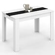 ID MARKET - Table à manger rectangle ROZY 4 personnes blanche et noire 110 cm - vignette