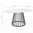 ID MARKET - Table à manger extensible ronde YUNA 4-8 personnes plateau effet marbre blanc ALASKA et noir 110 - 150 cm - vignette