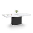 ID MARKET - Table à manger extensible rectangle EDEN 6-10 personnes plateau effet marbre blanc ALASKA et noir 160-200 cm - vignette