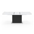 ID MARKET - Table à manger extensible rectangle EDEN 6-10 personnes plateau effet marbre blanc ALASKA et noir 160-200 cm - vignette