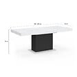 ID MARKET - Table à manger extensible rectangle EDEN 6-10 personnes plateau effet marbre blanc ALASKA et noir 160-200 cm - vignette