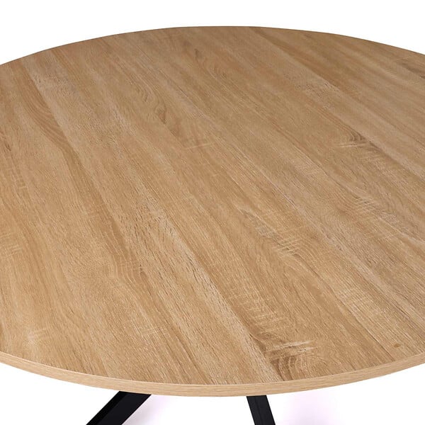 ID MARKET - Table à manger ronde ALIX 6 personnes pied araignée bois et noir 110 cm - large