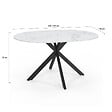 ID MARKET - Table à manger extensible ronde ALIX 4-8 personnes pied araignée noir plateau effet marbre blanc ALASKA 110-150 cm - vignette