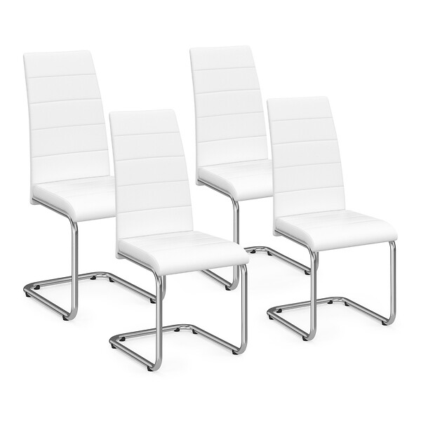 ID MARKET - Lot de 4 chaises MIA blanches pour salle à manger - large