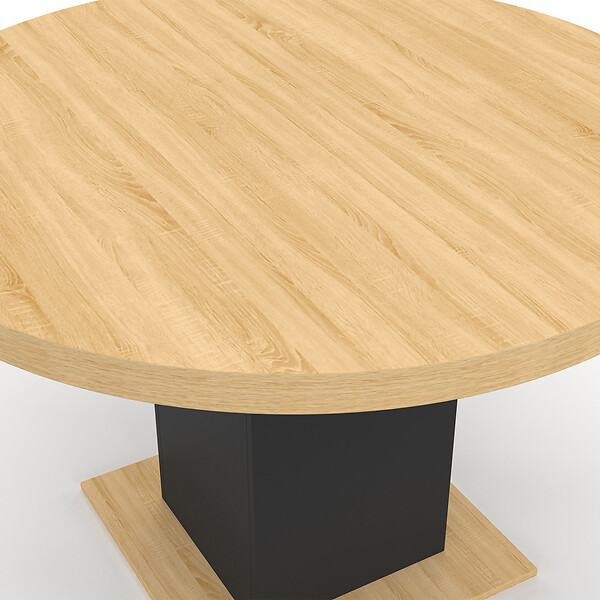 ID MARKET - Table à manger ronde EDEN 6 personnes bois et noir 110 cm - large