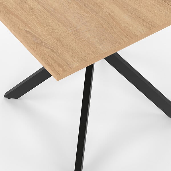 ID MARKET - Table à manger carrée ALIX 4 personnes pied araignée bois et noir 80 cm - large