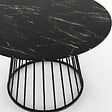 ID MARKET - Table à manger ronde YUNA 6 personnes plateau effet marbre noir ALASKA et pied filaire en métal noir 110 cm - vignette