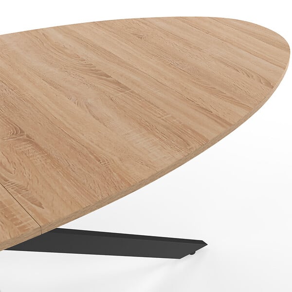ID MARKET - Table à manger ovale ALIX 10 personnes pied araignée bois et noir 200 cm - large