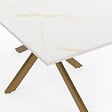 ID MARKET - Table à manger rectangle ALIX 8 personnes pied araignée laiton et plateau effet marbre doré ALASKA 160 cm - vignette