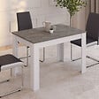 ID MARKET - Table à manger rectangle ROZY 4 personnes blanc plateau effet béton 110 cm - vignette