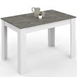 ID MARKET - Table à manger rectangle ROZY 4 personnes blanc plateau effet béton 110 cm - vignette