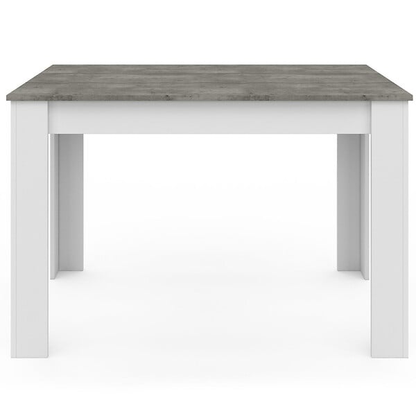 ID MARKET - Table à manger rectangle ROZY 4 personnes blanc plateau effet béton 110 cm - large