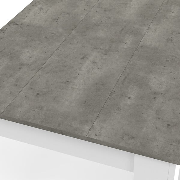 ID MARKET - Table à manger rectangle ROZY 4 personnes blanc plateau effet béton 110 cm - large