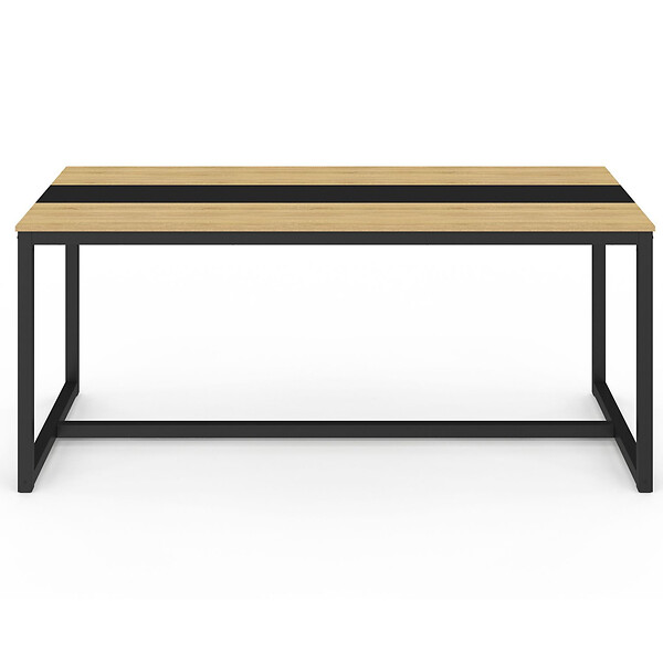 ID MARKET - Table à manger rectangle DOVER 8 personnes bande centrale noire design industriel 180 cm - large