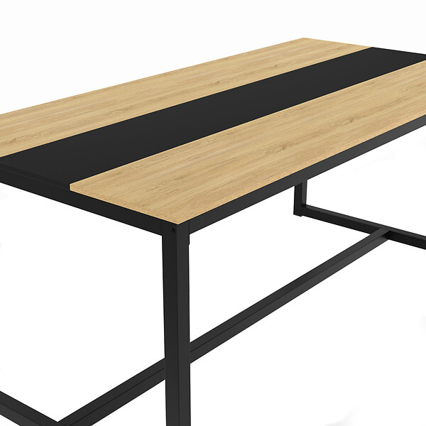 ID MARKET - Table à manger rectangle DOVER 8 personnes bande centrale noire design industriel 180 cm - large