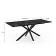 ID MARKET - Table à manger extensible rectangle ALIX 6-10 personnes pied araignée noir et plateau effet marbre noir ALASKA 160-200 cm - vignette