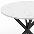 ID MARKET - Table à manger ronde ALIX 4 personnes pied araignée noir plateau effet marbre blanc ALASKA 80 cm - vignette