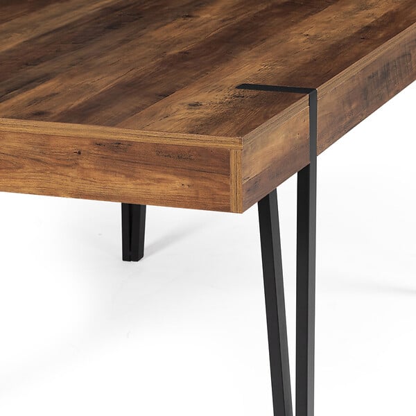 ID MARKET - Table à manger rectangle AUSTRIA 10 personnes bois pied épingle 200 cm - large