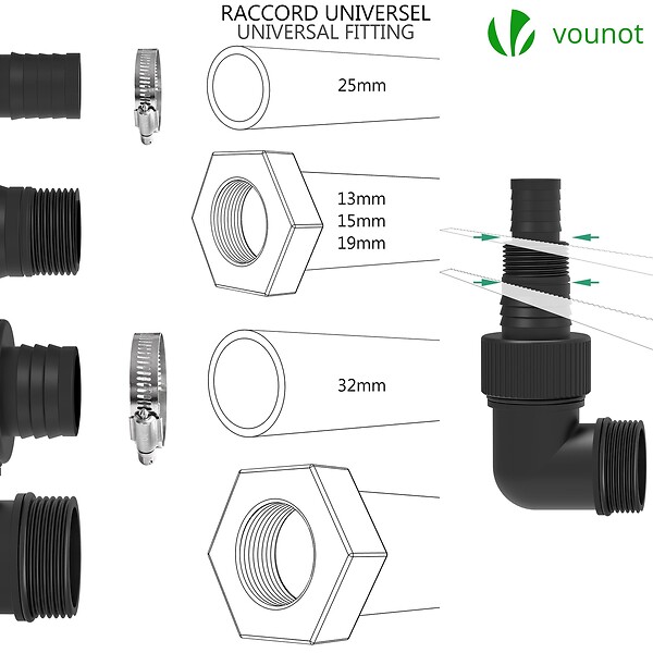 VOUNOT - Pompe evacuation pour eaux chargees 14000L/h profondeur 7m - large
