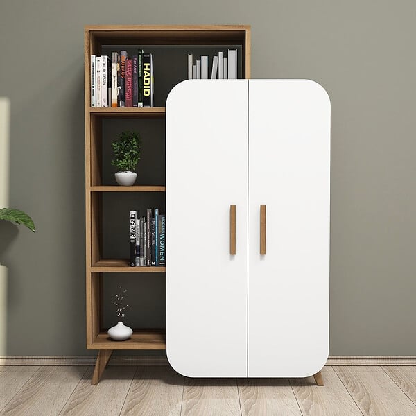 HABITAT ET JARDIN - Bibliothèque en bois "Form" 90 x 32 x 132 cm - Noyer - large