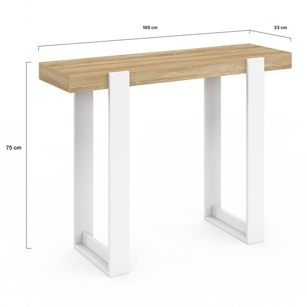 ID MARKET - Console PHOENIX bois et blanc - large
