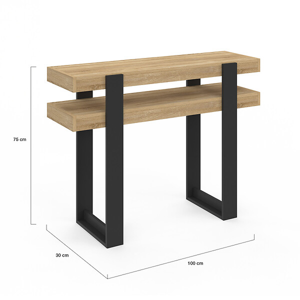 ID MARKET - Console double PHOENIX bois et noir - large