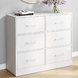 ID MARKET - Commode 6 tiroirs en tissu UPPAH 80 cm meuble de rangement bois blanc - vignette