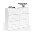 ID MARKET - Commode 6 tiroirs en tissu UPPAH 80 cm meuble de rangement bois blanc - vignette