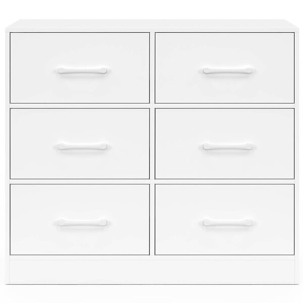 ID MARKET - Commode 6 tiroirs en tissu UPPAH 80 cm meuble de rangement bois blanc - large