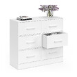 ID MARKET - Commode 6 tiroirs en tissu UPPAH 80 cm meuble de rangement bois blanc - vignette