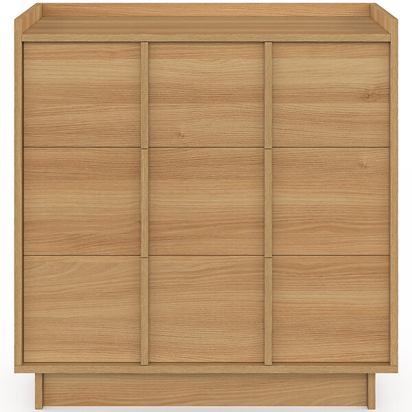 ID MARKET - Commode ROSIE 3 tiroirs 80 cm façon hêtre design minimaliste - large
