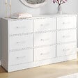 ID MARKET - Commode 9 tiroirs en tissu UPPAH 113 cm meuble de rangement bois blanc - vignette
