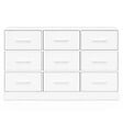 ID MARKET - Commode 9 tiroirs en tissu UPPAH 113 cm meuble de rangement bois blanc - vignette