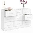 ID MARKET - Commode 9 tiroirs en tissu UPPAH 113 cm meuble de rangement bois blanc - vignette