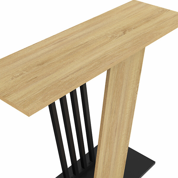ID MARKET - Console VICKY plateau bois et pied croisé noir - large