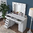 HABITAT ET JARDIN - Coiffeuse avec miroir en bois "Sirma" - 120 x 44 x 82 cm - Blanc - vignette