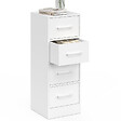 ID MARKET - Meuble d'appoint 4 tiroirs UPPAH 30 cm chiffonnier, meuble de rangement bois blanc - vignette