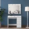 HABITAT ET JARDIN - Coiffeuse avec miroir en bois "Kona" - 90 x 44 x 80 cm - Blanc - vignette