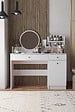 HABITAT ET JARDIN - Coiffeuse avec miroir rond en bois "Harmony Round" - 124 x 40 x 135 cm - Blanc - vignette
