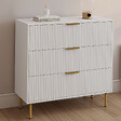 ID MARKET - Commode 3 tiroirs MARCEL 80 cm lattes blanc et doré - vignette