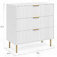 ID MARKET - Commode 3 tiroirs MARCEL 80 cm lattes blanc et doré - vignette