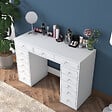 HABITAT ET JARDIN - Coiffeuse avec tiroirs intégrés en bois "Sena" - 120 x 44 x 82 cm - Blanc - vignette
