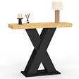 ID MARKET - Console ALICIA plateau bois et pied X noir - vignette