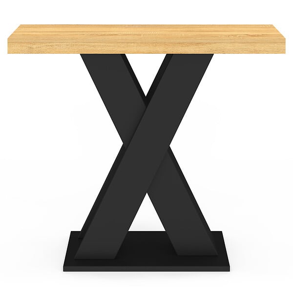 ID MARKET - Console ALICIA plateau bois et pied X noir - large